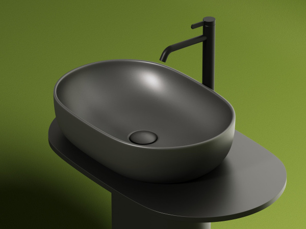 Умывальник чаша накладная овальная Ceramicanova Element 600*415*135мм, Темный антрацит матовый, CN6047MDH