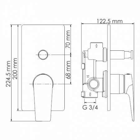 Смеситель для ванны и душа WasserKraft Glan 6661