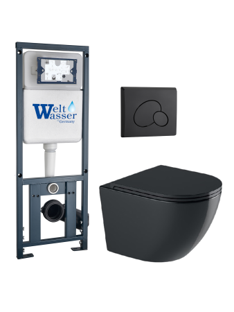 Комплект инсталляции с унитазом Weltwasser MARBERG 410 + MERZBACH 041 XL MT-BL + MAR 410 RD MT-BL