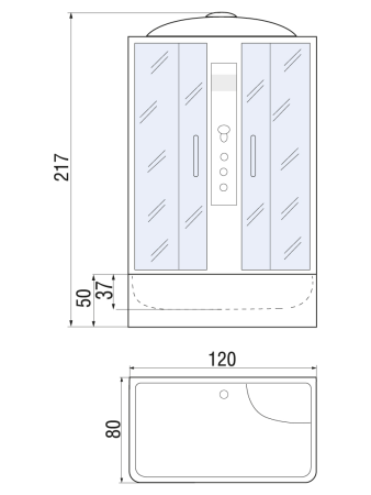 Душевая кабина River SENA 120/80/50 ТН 1200х800х2170мм