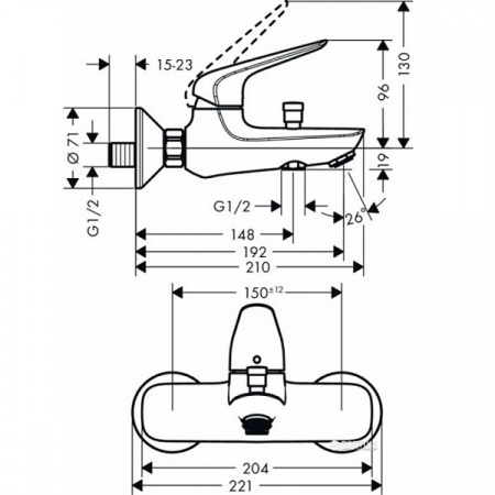 Смеситель для ванны Hansgrohe Novus 71042000