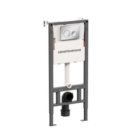 Система инсталляции для унитазов CERAMICANOVA Balance с кнопкой смыва Circle, цвет хром глянцевый, с креплениями, CN121001CH