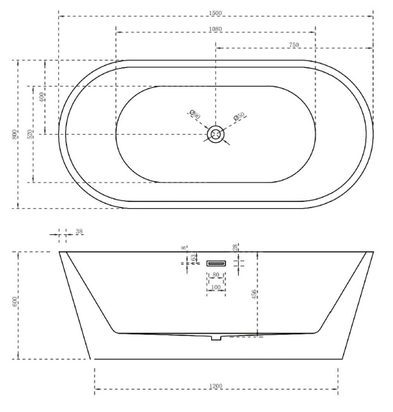 Акриловая ванна ABBER AB9203-1.5 белая