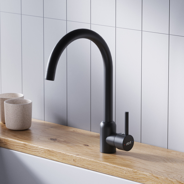 D3007022 Logic Кухонный смеситель Dorff поворотный, черный