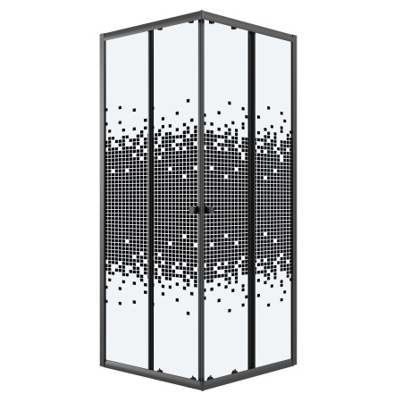 Душевое ограждение Niagara Eco NG-1008-14QBLACK (80х80х190) квадрат,раздвижное,черный,стекло мозаика,1 место