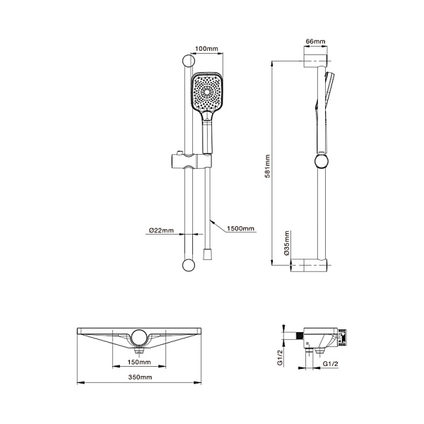 Смеситель для ванны с душем и термостатом WONZON & WOGHAND, Хром (WW-B2551-A-CR)