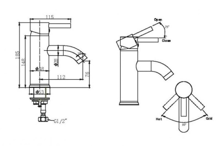 Смеситель для раковины Bravat Slim F1332366CP-RUS, хром