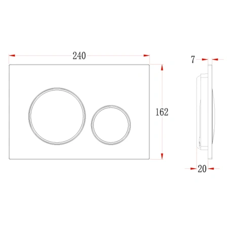 Кнопка смыва Veconi FLUSH V10, FLV10-BC, 240х162х7, пластик, черный матовый кайма - хром глянец