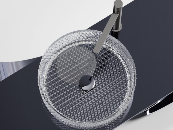 Умывальник чаша накладная круглая Ceramicanova Cristal 360*360*112мм, прозрачная, CN6062