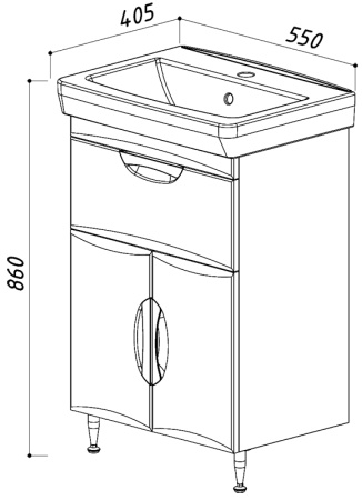 Тумба под умывальник Belux Венеция-Милан Н 55-01 Белый глянцевый