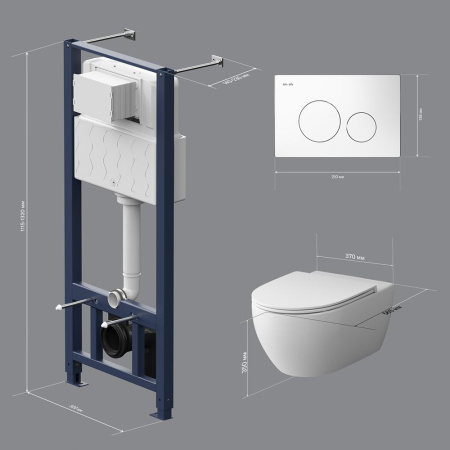 IS49001.111700 Комплект инсталляция с клавишей Pro L белый с подвесным унитазом Awe FlashClean с сиденьем м/л