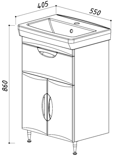 Тумба под умывальник Belux Венеция-Милан Н 55-01 Белый глянцевый
