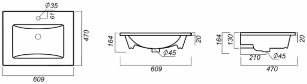 Тумба Brevita Rock 60 темно-серый ROCK-06060-50-2 с умывальником Sanita Luxe Quadro 60 см QDR60SLWB01