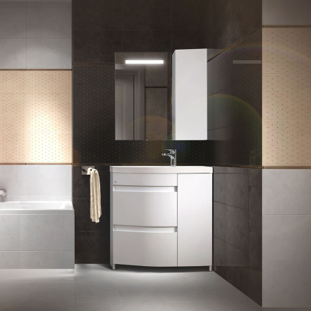 Тумба под умывальник Belux напольная Токио 80-02 Белый глянцевый, левый