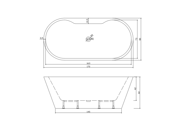 Акриловая ванна Cerutti SPAMARTIGIANO W  отдельностоящая  170x80x60