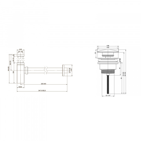 Набор 2 в 1 Wellsee Drainage System 182113003, сифон для раковины, донный клапан, матовый белый