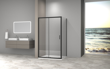 Душевой уголок AQUABATH ATLAS AB-11C-1280-2000-BK (120x80, черный матовый, прозрачное стекло)