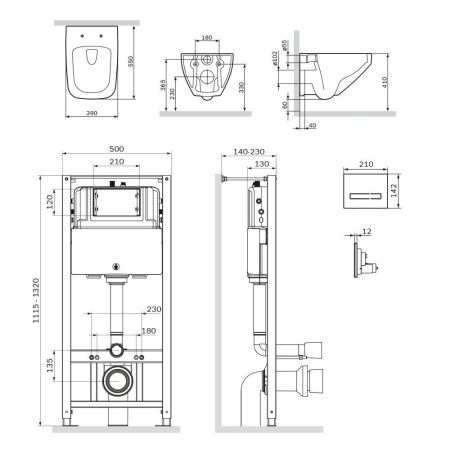 Комплект AM.PM Inspire 2.0 IS450A38.50A1700: инсталляция с  с подвесным унитазом FlashClean с сиденьем микролифт и  клавишей