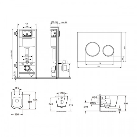 Комплект инсталляции и унитаза 5 в 1 Lavinia Boho Smart F-Control 3930011R