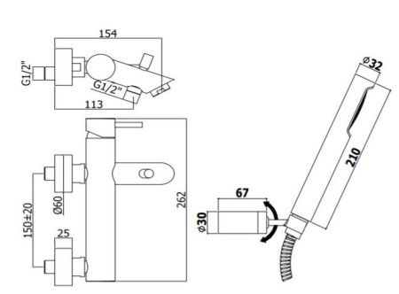 Смеситель для ванны с душем Paffoni LIGHT LIG023BO