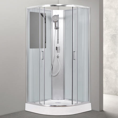Душевая кабина AQUABATH ATLAS AB-1000A (четверть круга, 90x90, хром, с поддоном, сифоном, без крыши)