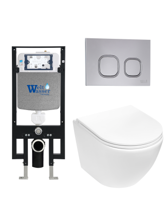 Комплект инсталляции с унитазом Weltwasser AMBERG 497 + MERZBACH 043 MT-WT + AMBERG RD-CR