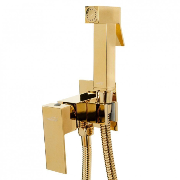Смеситель встраиваемый с гигиеническим душем Hansberge H3077 Золото Глянец