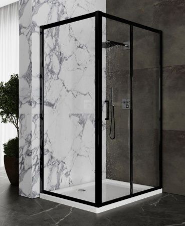 Душевой уголок Roxen Caspia 55060-100B-R 100x80 правый, прозрачное стекло/профиль черный