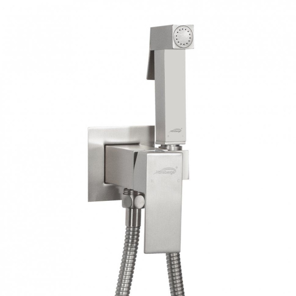 Смеситель встраиваемый с гигиеническим душем Hansberge H3077 Никель