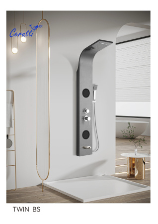 Панель TWIN BS душевая из нержавеющей стали с форсунками Ceruttispa CT9986, цвет хром