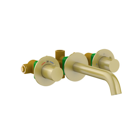 Встраиваемый смеситель для раковины с термостатом TIMO Saona 2381/17SM, матовое золото