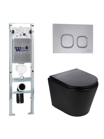 Комплект инсталляции с унитазом Weltwasser AMBERG 350 ST + SALZBACH 043 MT-BL + AMBERG RD-CR