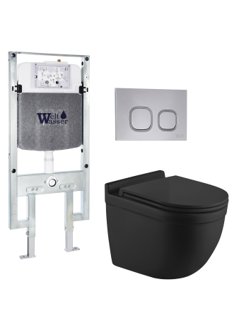 Комплект инсталляции с унитазом Weltwasser AMBERG 497 ST + HEIMBACH 043 MT-BL + AMBERG RD-CR