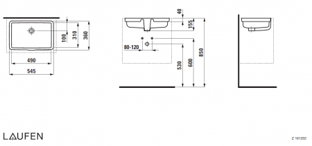 Умывальник Laufen Living City 8124310001551 54x36