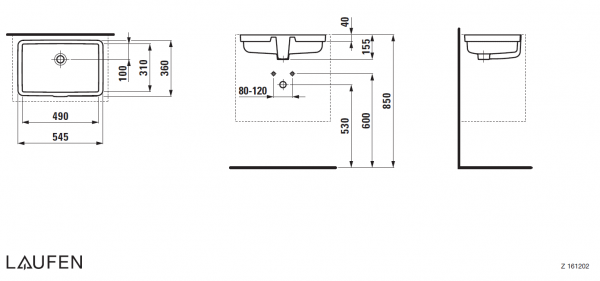 Умывальник Laufen Living City 8124310001551 54x36