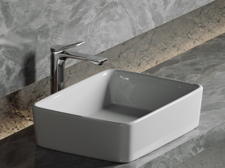 Умывальник чаша накладная прямоугольная Ceramicanova Element 480*370*130мм, Белый, CN6037