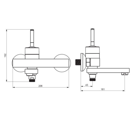 291000200 Arc, Смеситель для ванны и душа AM.PM, никель