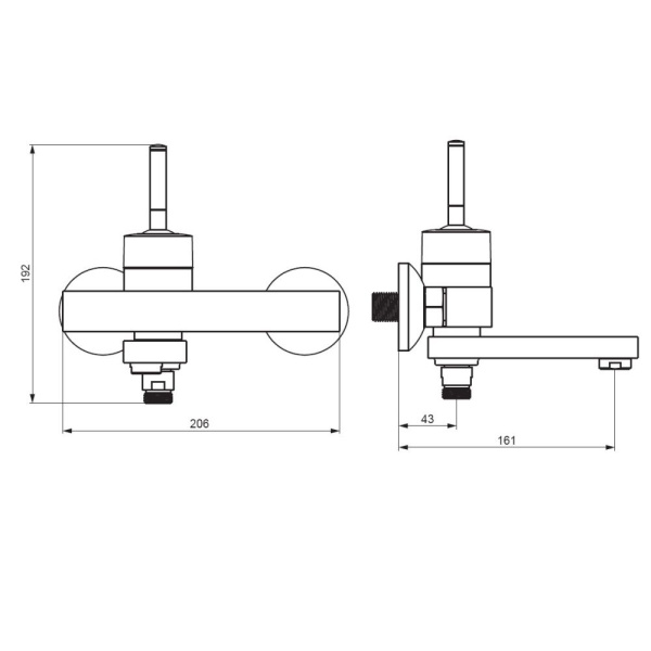 291000200 Arc, Смеситель для ванны и душа AM.PM, никель