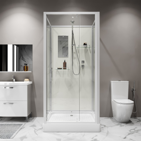 Душевая кабина Niagara Standart ST80/15Q/BK (80х80х200) квадрат,поддон 15см,распашная,проф.белый,без крыши