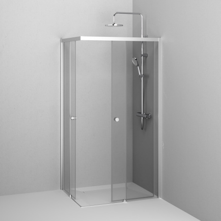 W94G-403-10080-MТ Душевое ограждение AM.PM X-Joy Square Slide 100х80, мат хром, прозрачное