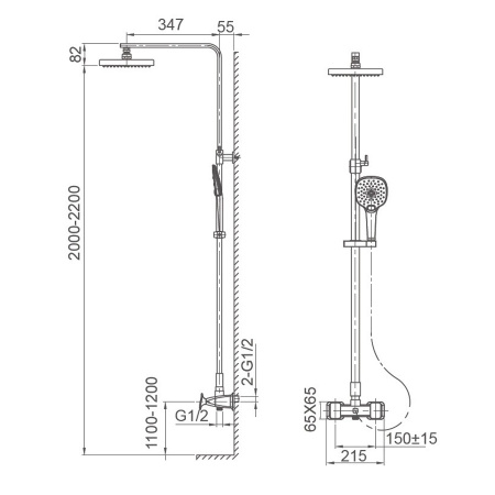 Душевая система WONZON & WOGHAND Shakespeare, Темное золото (WW-654602-DG)