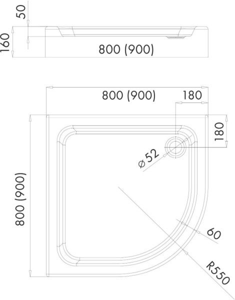 Душевой поддон iRegio Econo 2.0 LDBR322 80х80х16 см