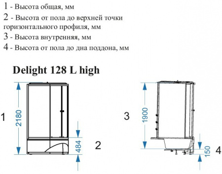 Душевая кабина Domani-Spa Delight 128 high левая DS01D128LHWM10 120x80 с электрикой