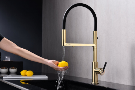 Смеситель для кухни Paulmark TORNADO To213402-SBG, светлое брашированное золото