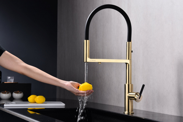 Смеситель для кухни Paulmark TORNADO To213402-SBG, светлое брашированное золото