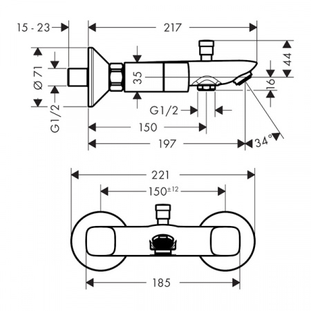 Смеситель для ванны с душем Hansgrohe Logis 71243000