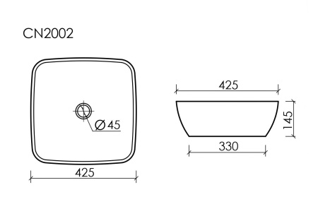 Умывальник чаша Ceramicanova FORM накладная квадратная 420*420*145мм, Белый, CN2002