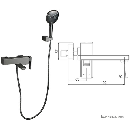 Смеситель для ванны Gappo G3217-9 Оружейная сталь