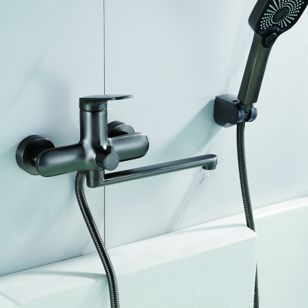 Смеситель для ванны Shevanik S8502T, оружейная сталь