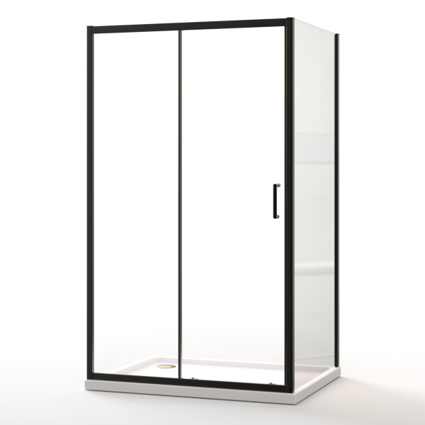 Душевой уголок AQUABATH ATLAS AB-11C-1280-2000-BK (120x80, черный матовый, прозрачное стекло)